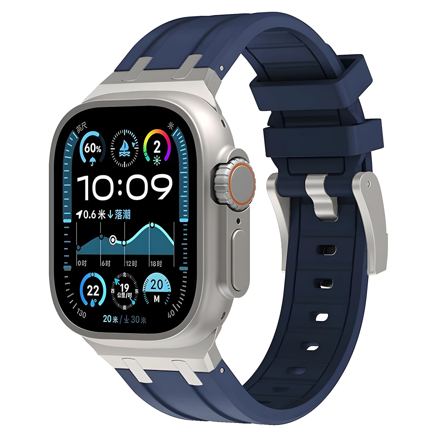 Ergonomic design with anti-sweat grooves on the Axon Band for Apple Watch made of liquid silicone