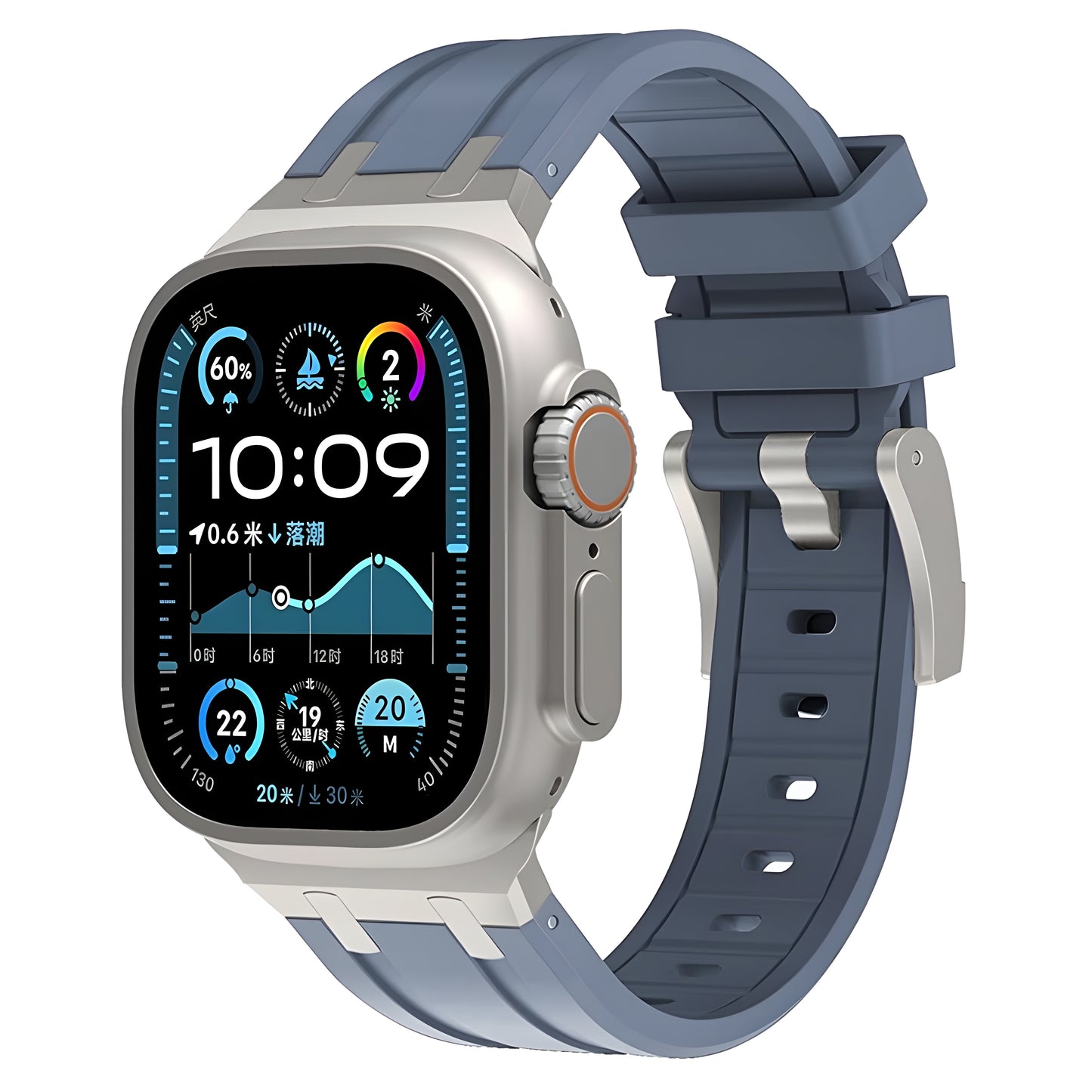 Ergonomic design with anti-sweat grooves on the Axon Band for Apple Watch made of liquid silicone