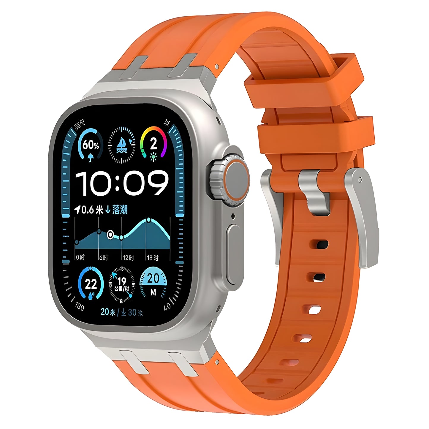 Ergonomic design with anti-sweat grooves on the Axon Band for Apple Watch made of liquid silicone