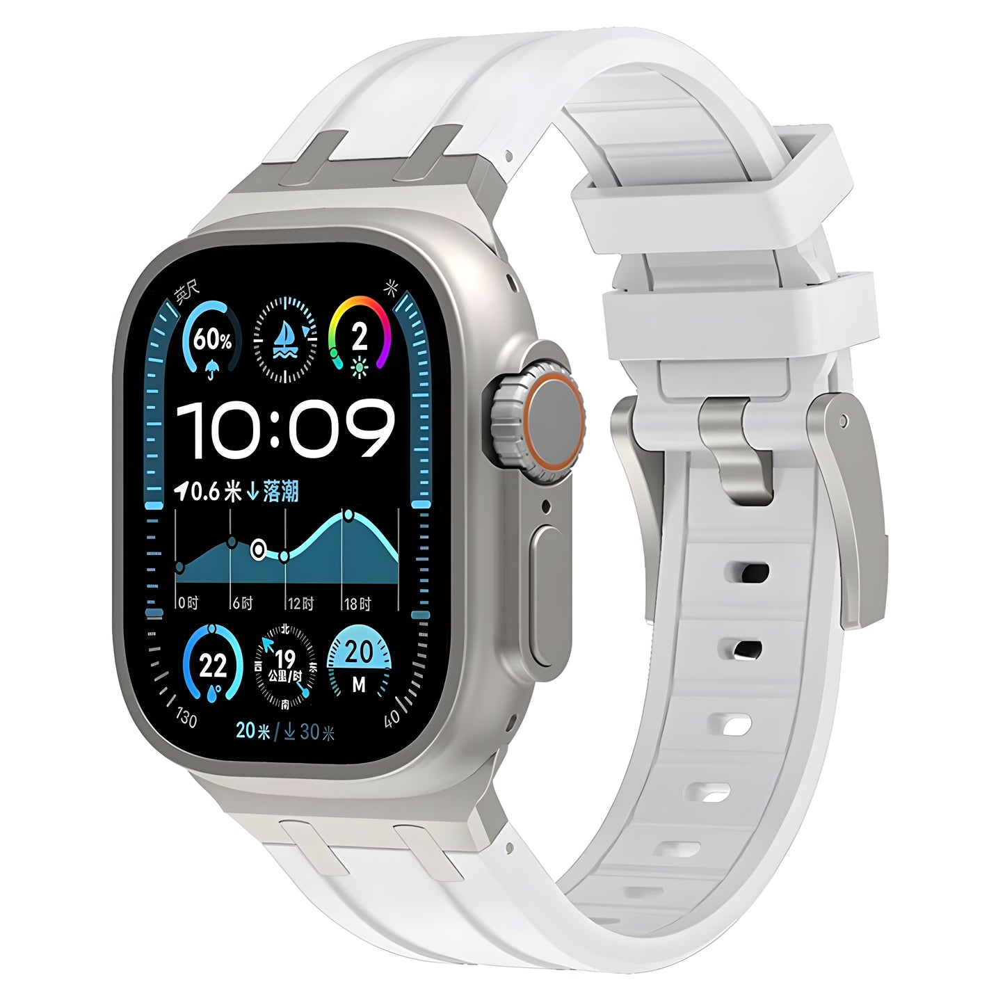 Ergonomic design with anti-sweat grooves on the Axon Band for Apple Watch made of liquid silicone