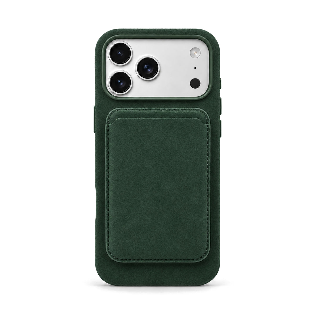Velluto MagSafe Wallet in Forest Green on the matching Velluto Case