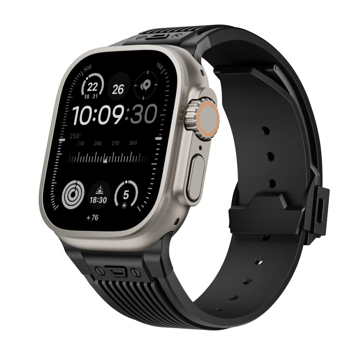 Hubra black silicone band for Apple Watch – premium sporty strap with ergonomic design