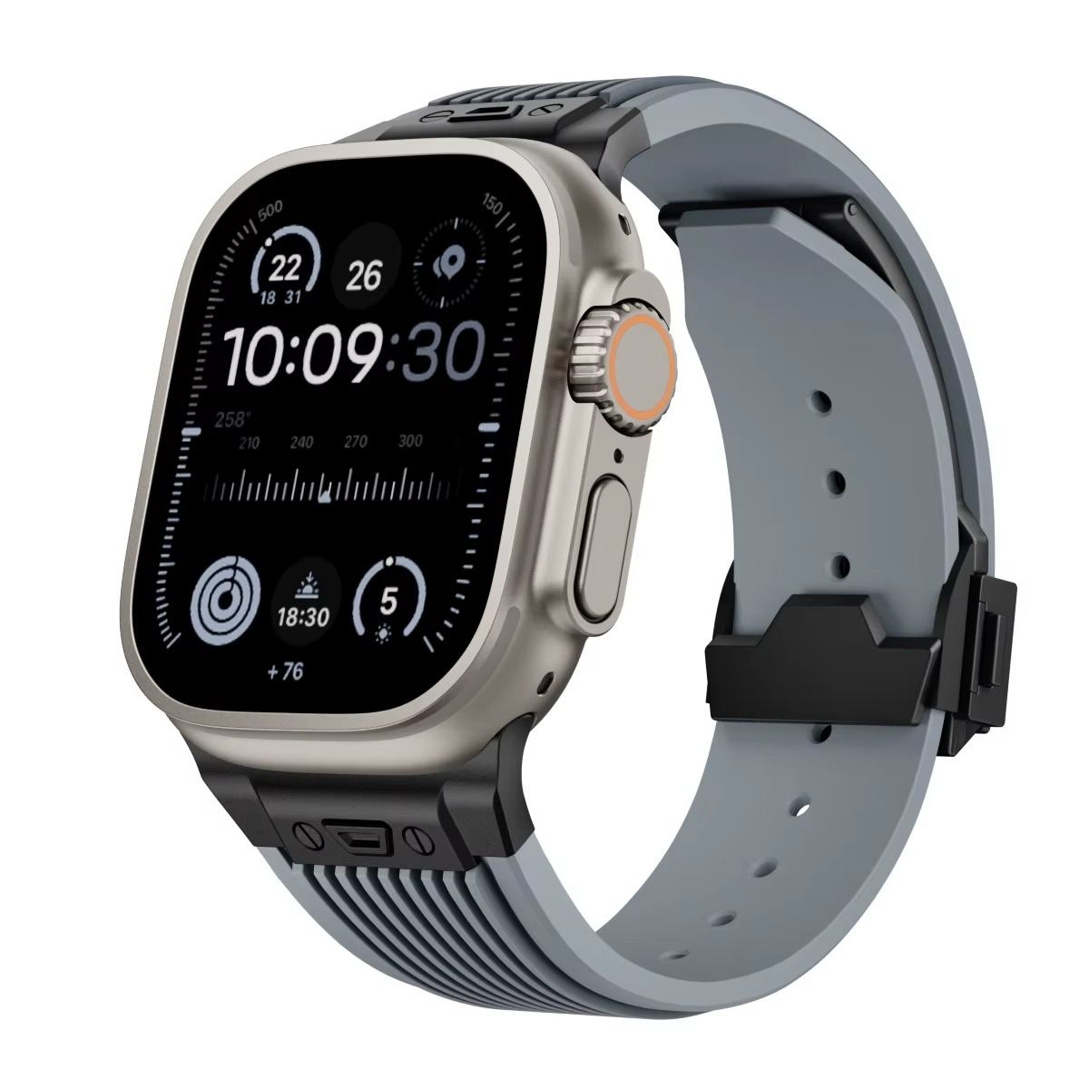 Hubra black silicone band for Apple Watch – premium sporty strap with ergonomic design