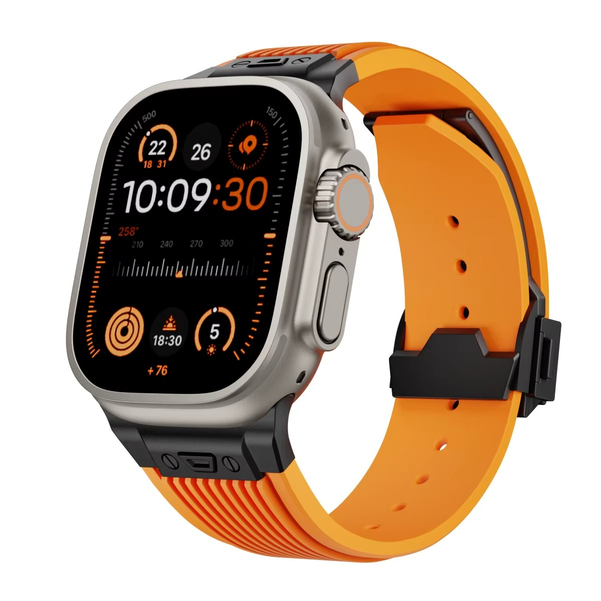 Hubra black silicone band for Apple Watch – premium sporty strap with ergonomic design