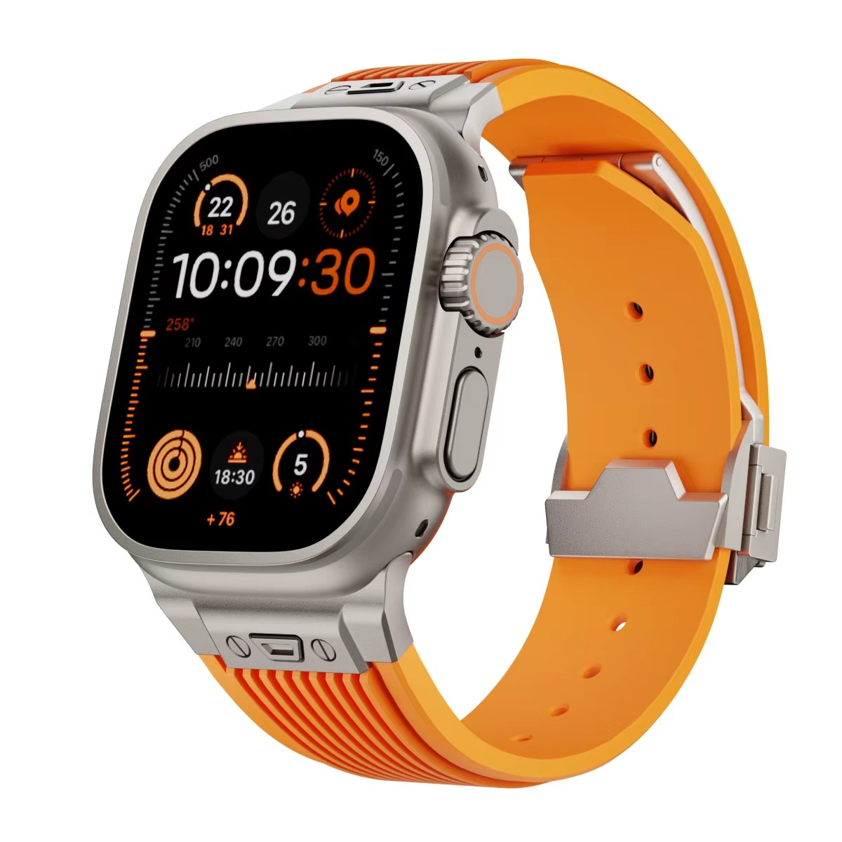 Hubra black silicone band for Apple Watch – premium sporty strap with ergonomic design