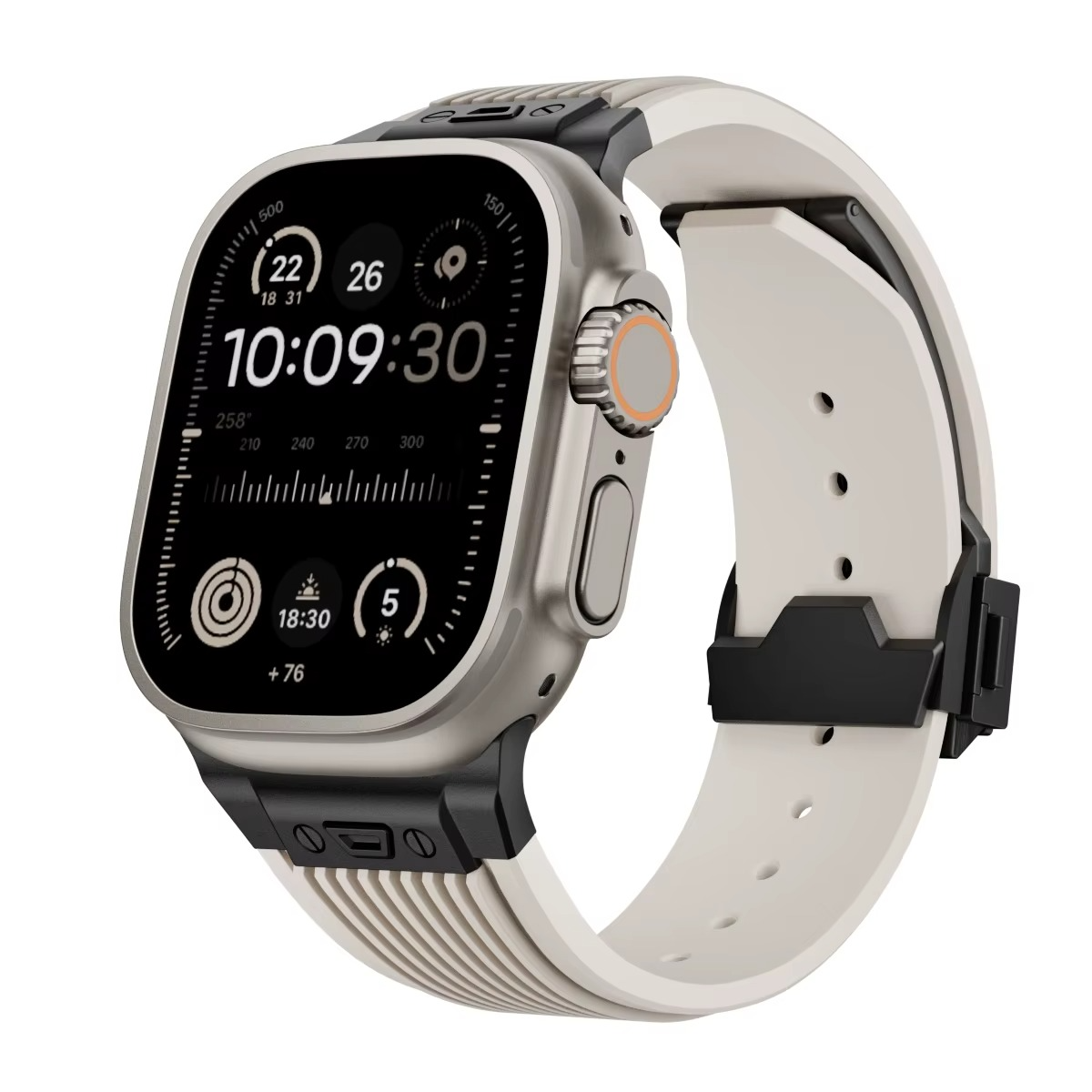 Hubra black silicone band for Apple Watch – premium sporty strap with ergonomic design