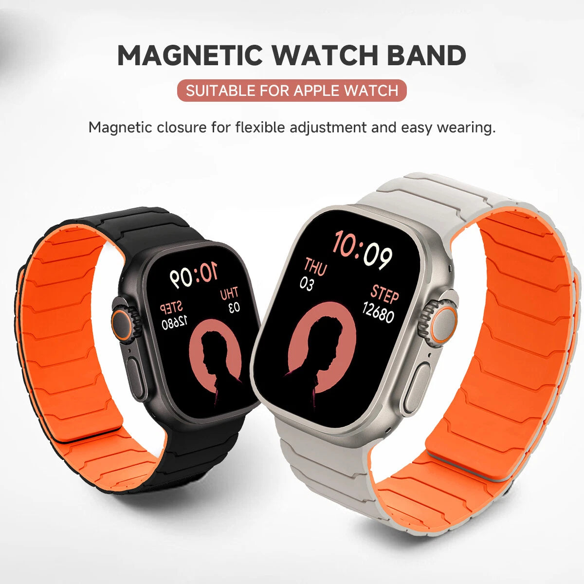 Magnetic Silicone Sports Band – Pro Design, Adjustable Fit for Apple Watch