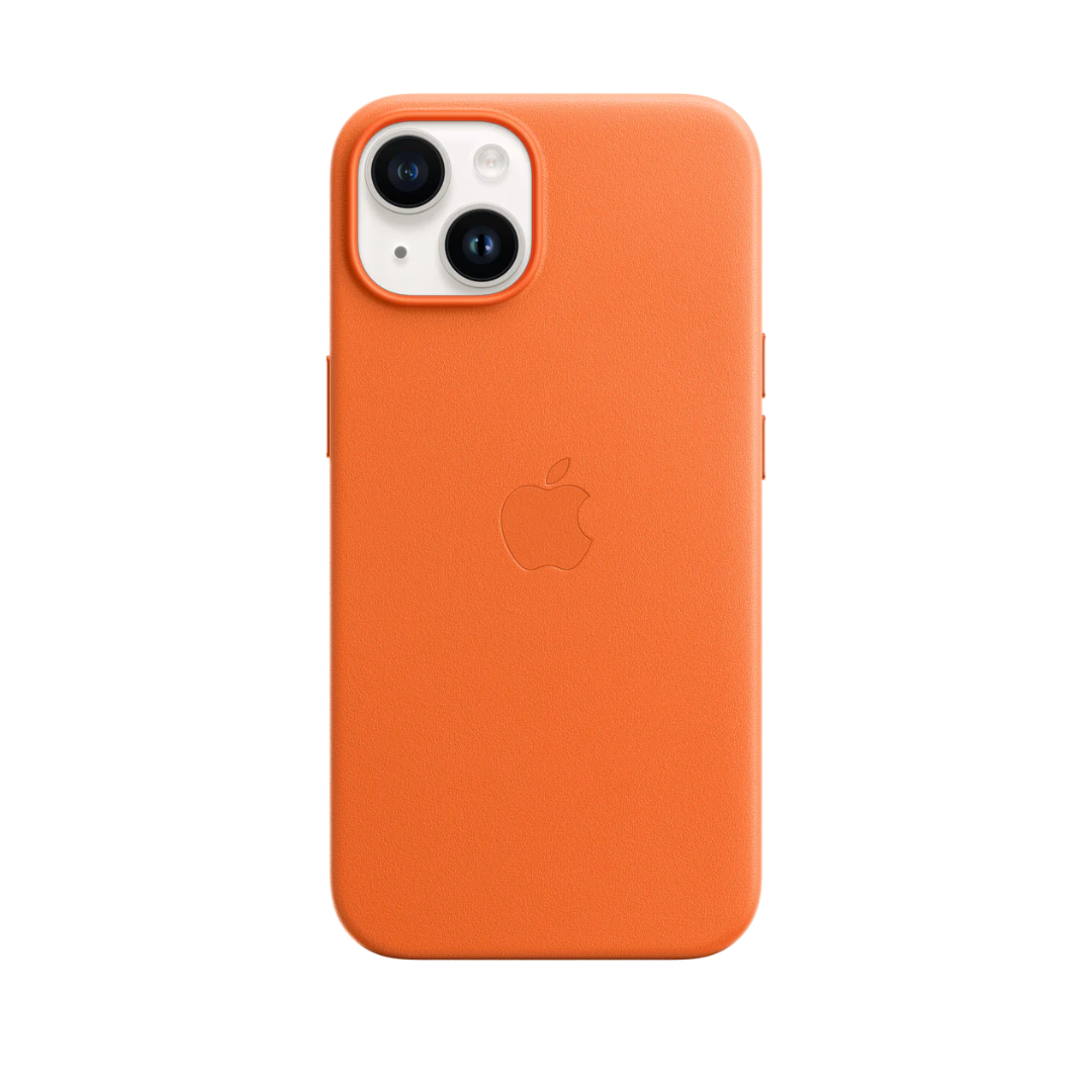 Custodia in pelle - Arancione - serie iPhone 14