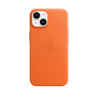 Capa de Couro - Laranja - Série iPhone 14