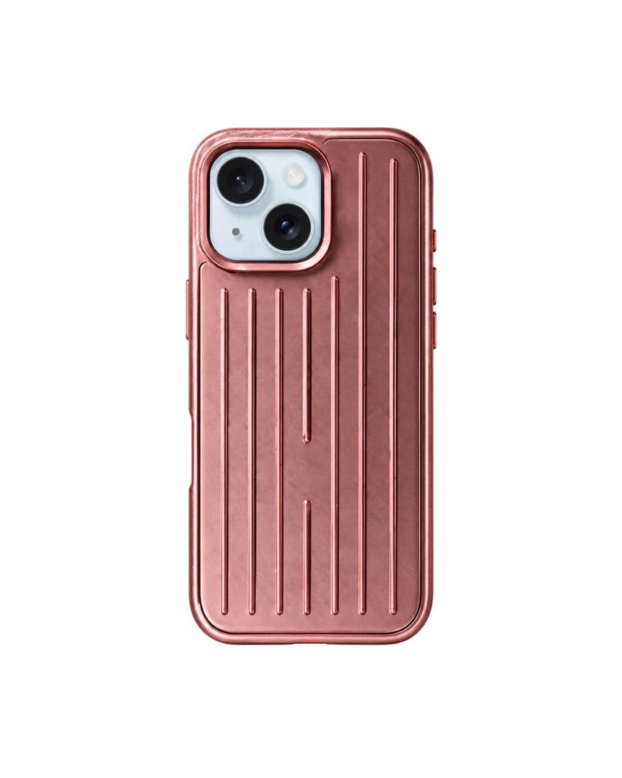 Royalty Cases Riviera Case for iPhone 15 in Pink, ribbed aluminium, view 1
