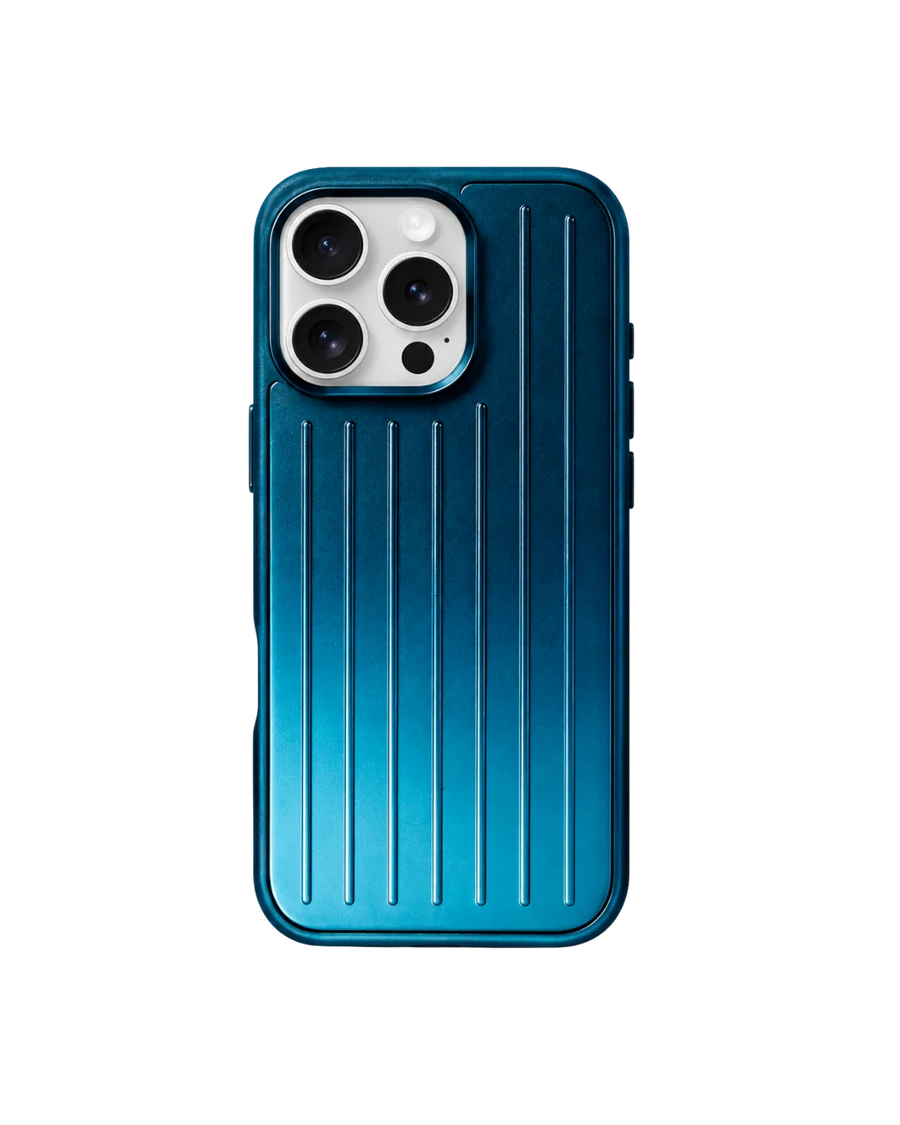 Royalty Cases Riviera Case for iPhone 15 Pro in Blue, ribbed aluminium, view 1