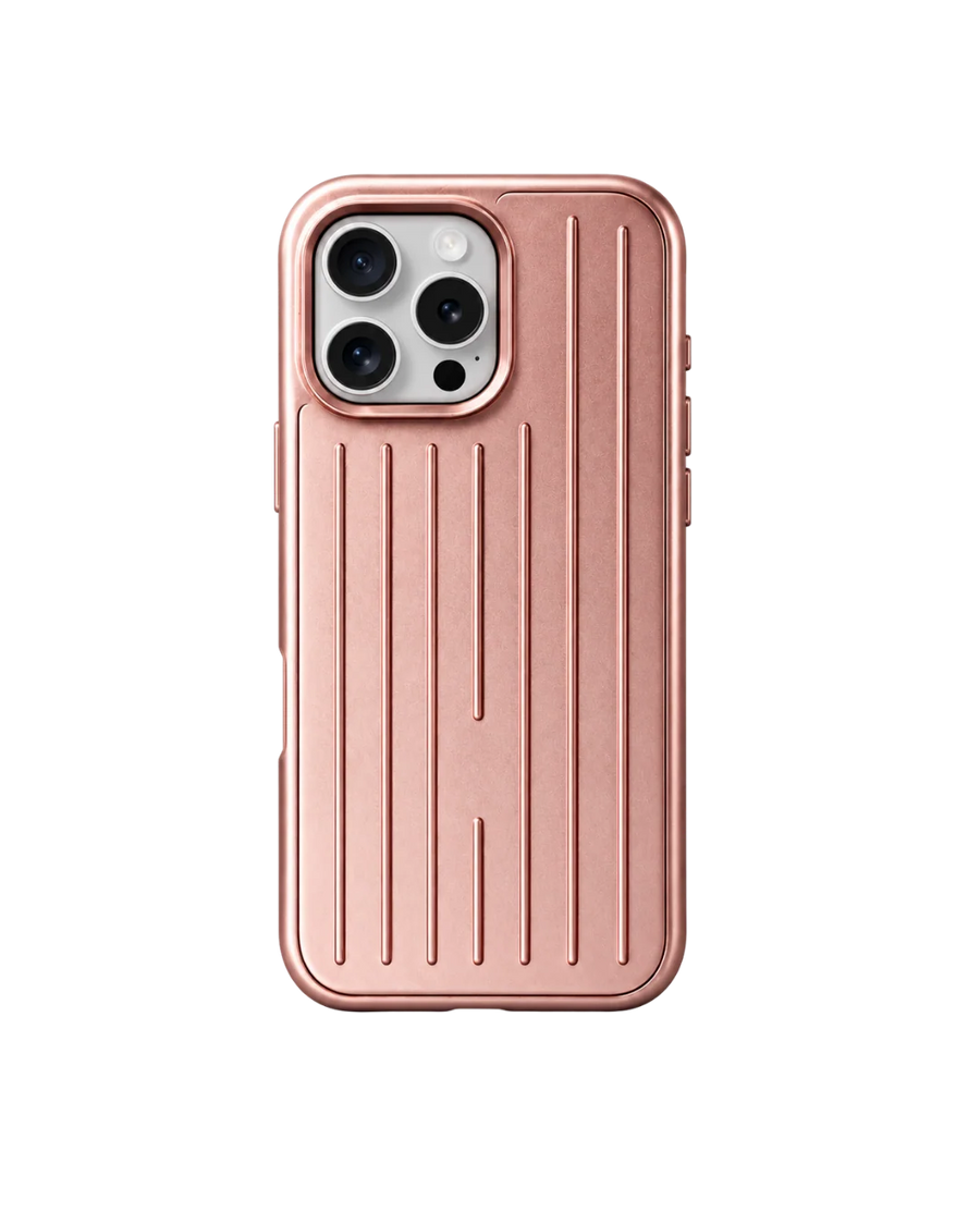 Royalty Cases Riviera Case for iPhone 15 Pro in Rose Gold, ribbed aluminium, view 1