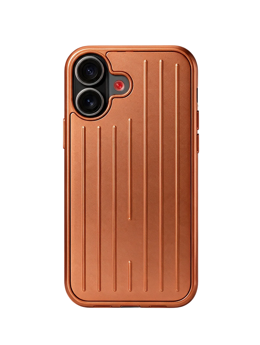 Royalty Cases Riviera Case for iPhone 16 in Orange, ribbed aluminium, view 1