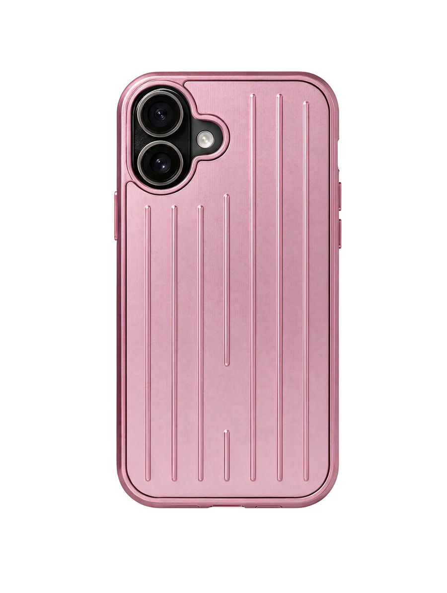 Royalty Cases Riviera Case for iPhone 16 in Pink, ribbed aluminium, view 1