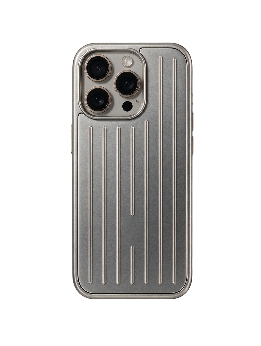 Royalty Cases Riviera Case for iPhone 16 Pro Max in Silver, ribbed aluminium, view 1