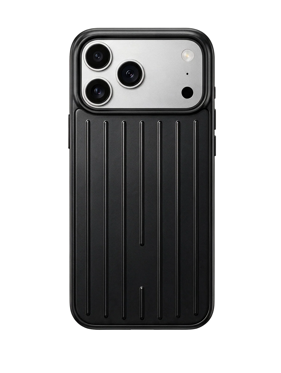 Royalty Cases Riviera Case for iPhone 17 Pro Max in Black, ribbed aluminium, view 1