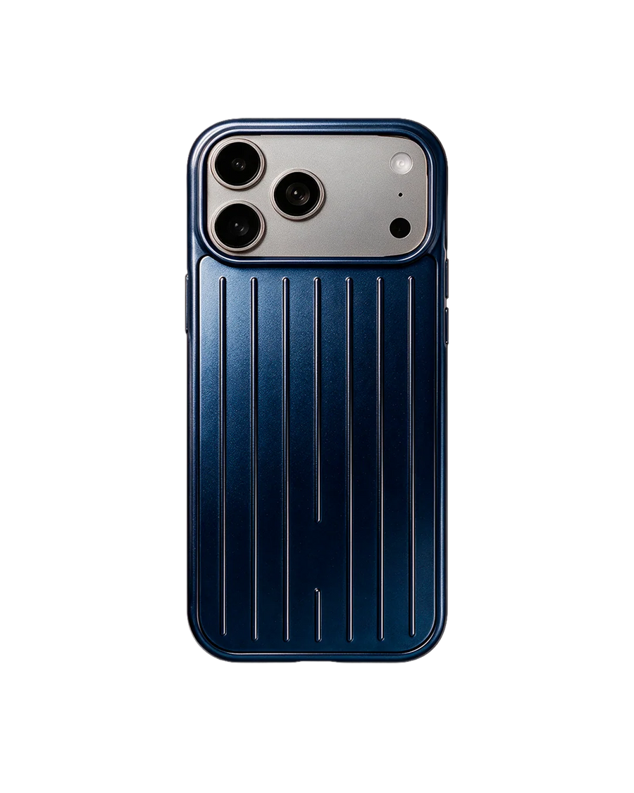 Royalty Cases Riviera Case for iPhone 17 Pro Max in Blue, ribbed aluminium, view 1