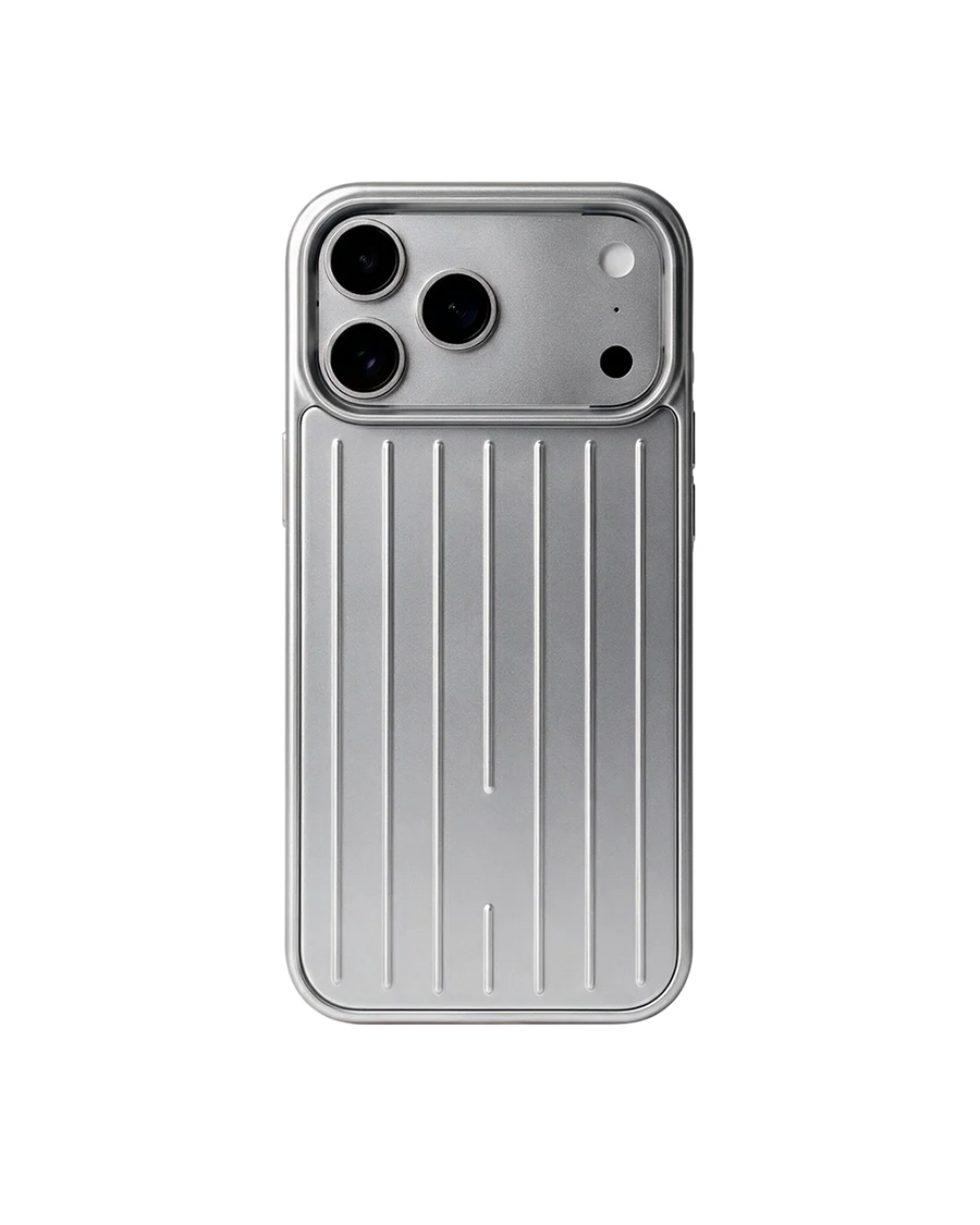 Royalty Cases Riviera Case for iPhone 17 Pro Max in Silver, ribbed aluminium, view 1