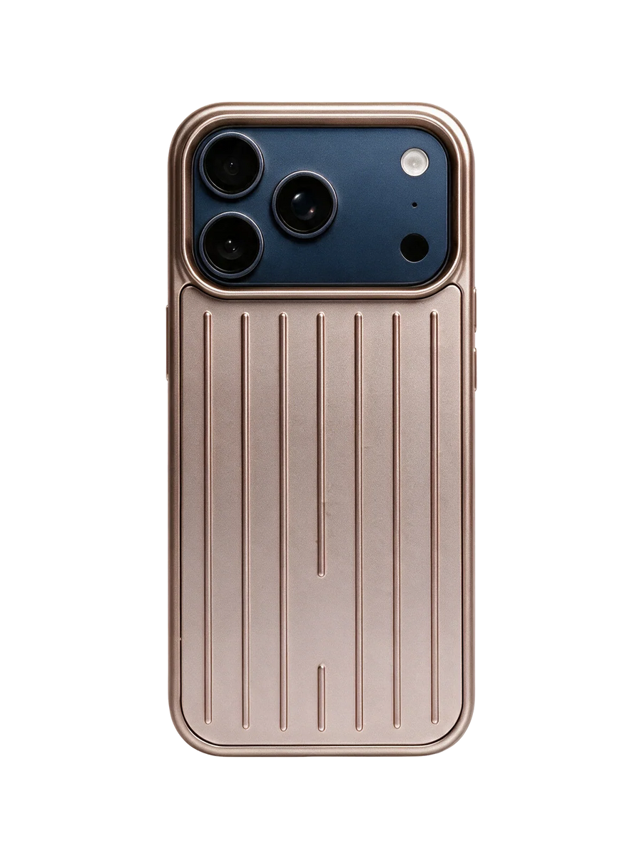 Royalty Cases Riviera Case for iPhone 17 Pro in Rose Gold, ribbed aluminium, view 1