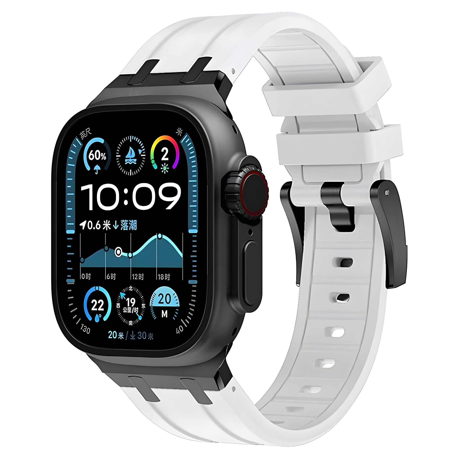 Axon Apple Watch Band in black liquid silicone with 316L stainless steel buckle