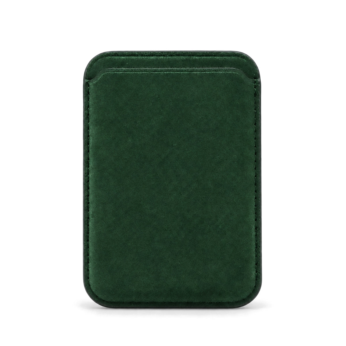 Velluto MagSafe Wallet in Forest Green suede, outer side