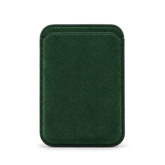 Velluto MagSafe Wallet in Forest Green suede, outer side