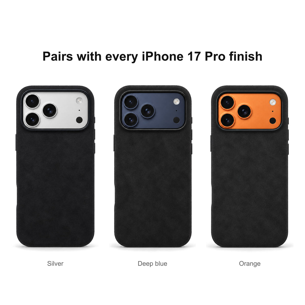 Velluto Case in Black on every iPhone 17 Pro finish