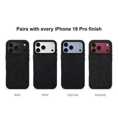 Velluto Case in Black on every iPhone 18 Pro finish