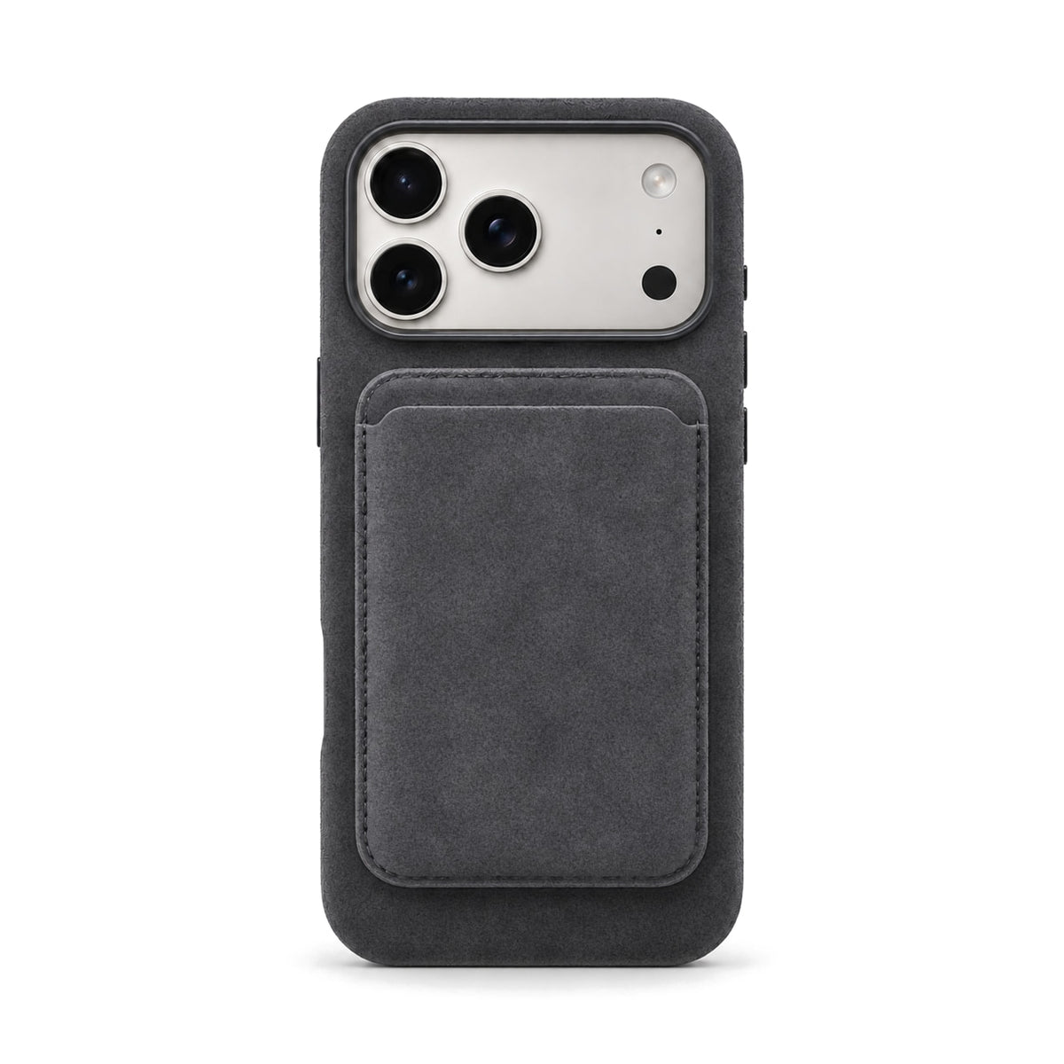 Velluto Case in Graphite with the matching Velluto MagSafe Wallet