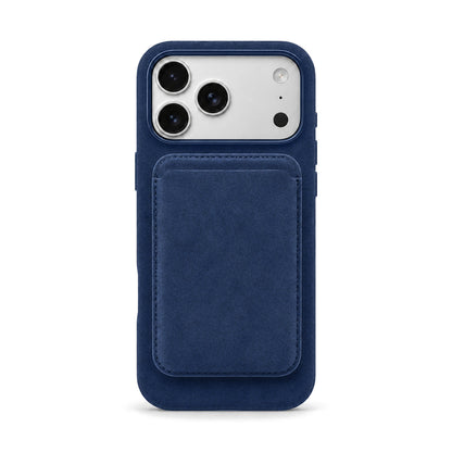 Velluto Case in Navy with the matching Velluto MagSafe Wallet