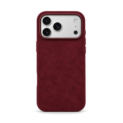 Velluto Case for iPhone 18 Pro Max in Wine suede, back view