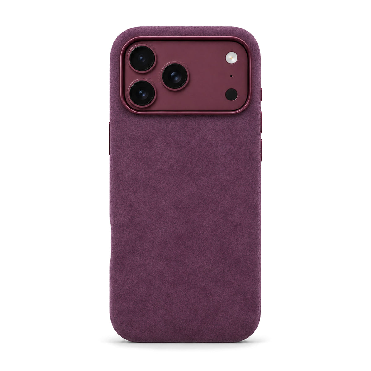 Velluto Case for iPhone 18 Pro in Burgundy suede, back view