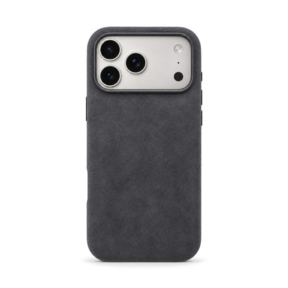 Velluto Case for iPhone 17 Pro in Graphite suede, back view