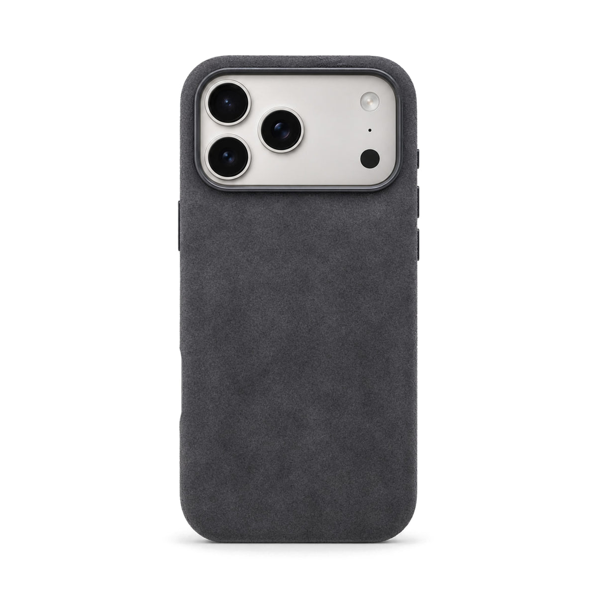 Velluto Case for iPhone 17 Pro Max in Graphite suede, back view