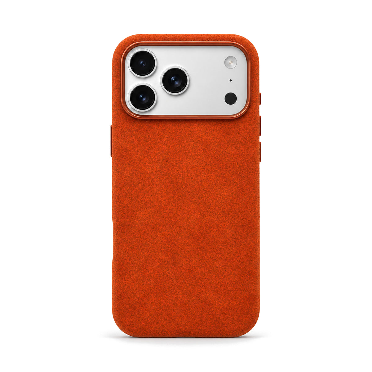 Velluto Case for iPhone 18 Pro in Orange suede, back view