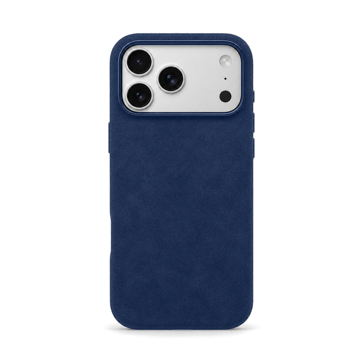 Velluto Case for iPhone 18 Pro in Navy suede, back view
