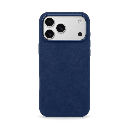 Velluto Case for iPhone 18 Pro Max in Navy suede, back view