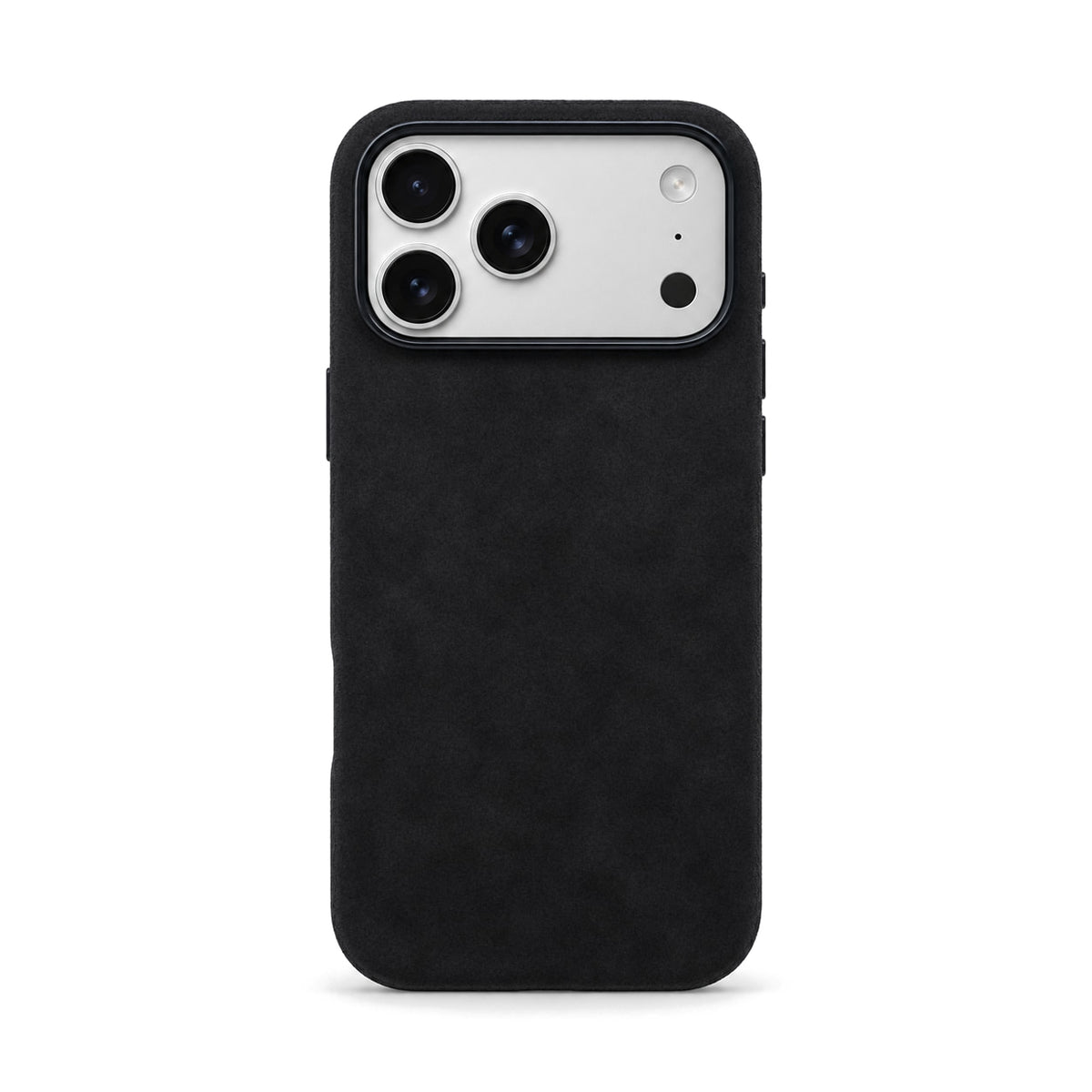 Velluto Case for iPhone 18 Pro in Black suede, back view