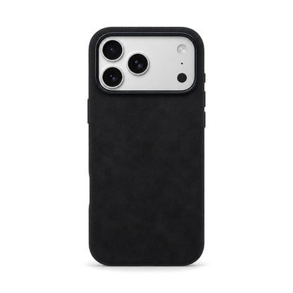 Velluto Case for iPhone 17 Pro Max in Black suede, back view