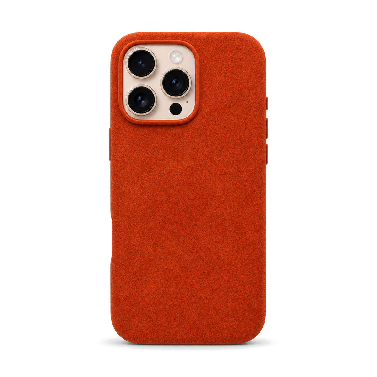 Velluto Case for iPhone 16 Pro Max in Orange suede, back view