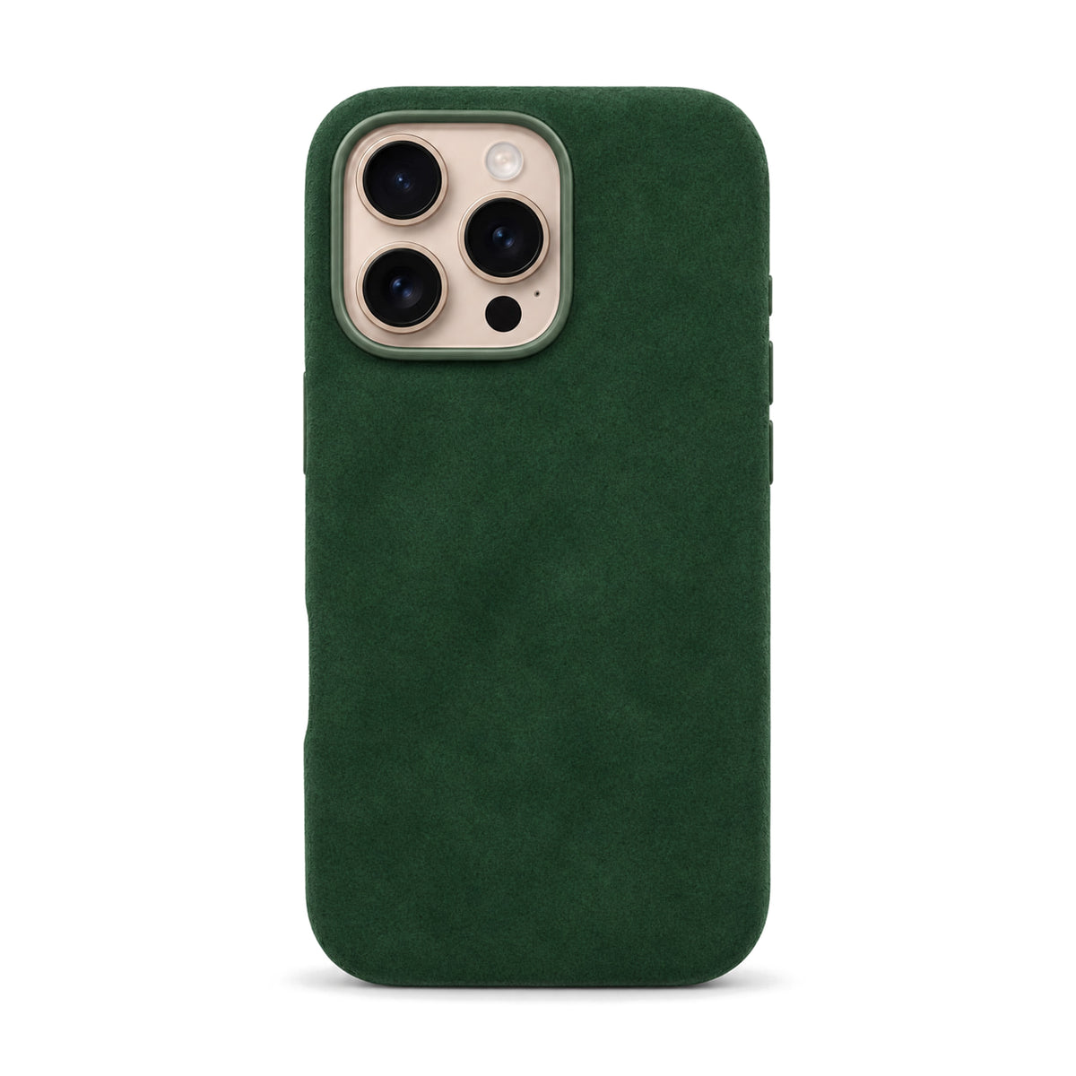 Velluto Case for iPhone 16 Pro Max in Forest Green suede, back view