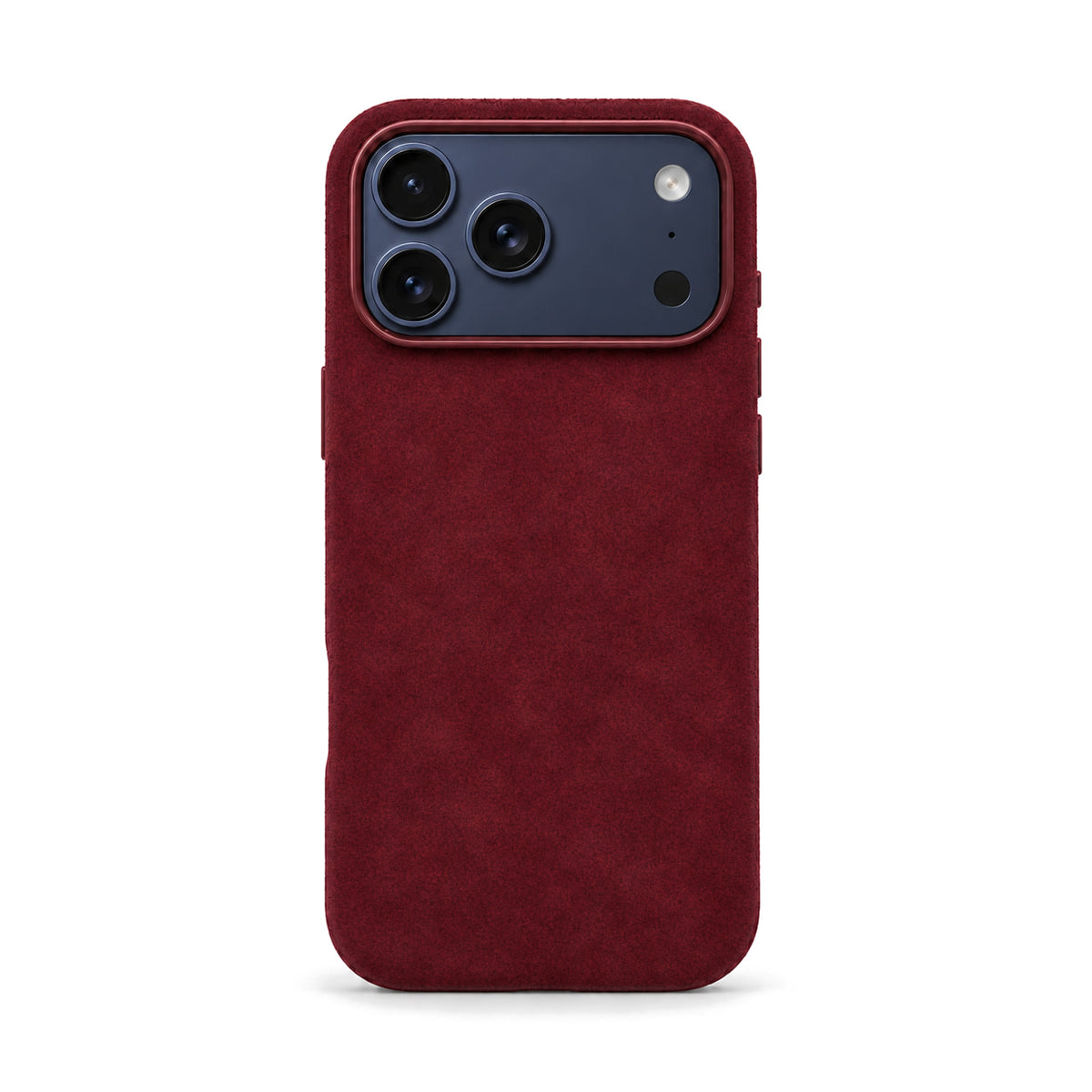 Velluto Case in Wine on a Deep Blue iPhone 17 Pro