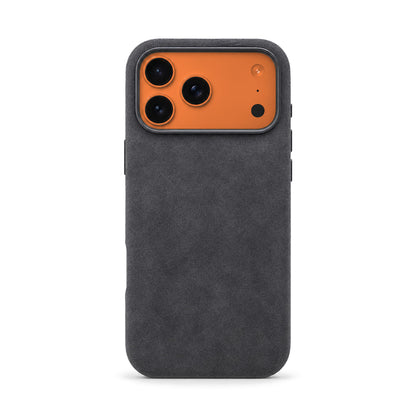Velluto Case in Graphite on a Cosmic Orange iPhone 17 Pro