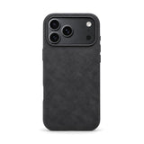 Velluto Case in Graphite on a black iPhone 18 Pro
