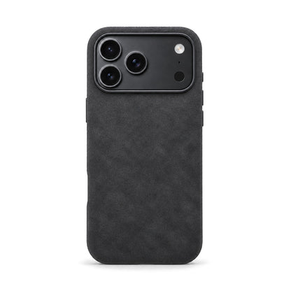 Velluto Case in Graphite on a black iPhone 18 Pro