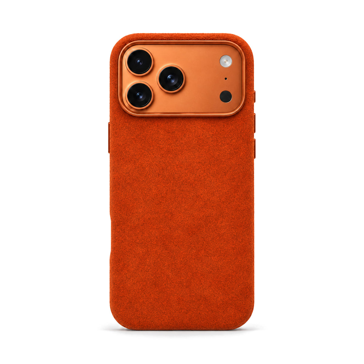 Velluto Case in Orange on a Cosmic Orange iPhone 17 Pro