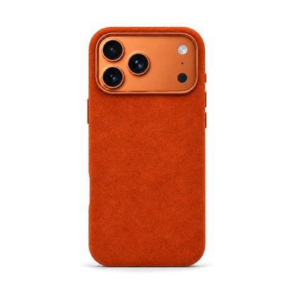 Velluto Case in Orange on a Cosmic Orange iPhone 17 Pro
