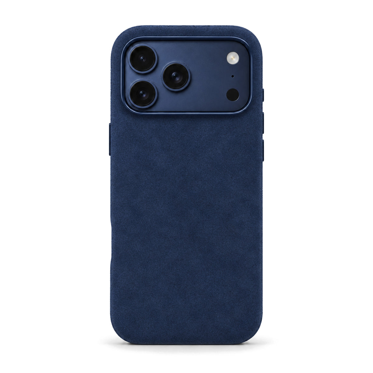 Velluto Case in Navy on a Deep Blue iPhone 17 Pro