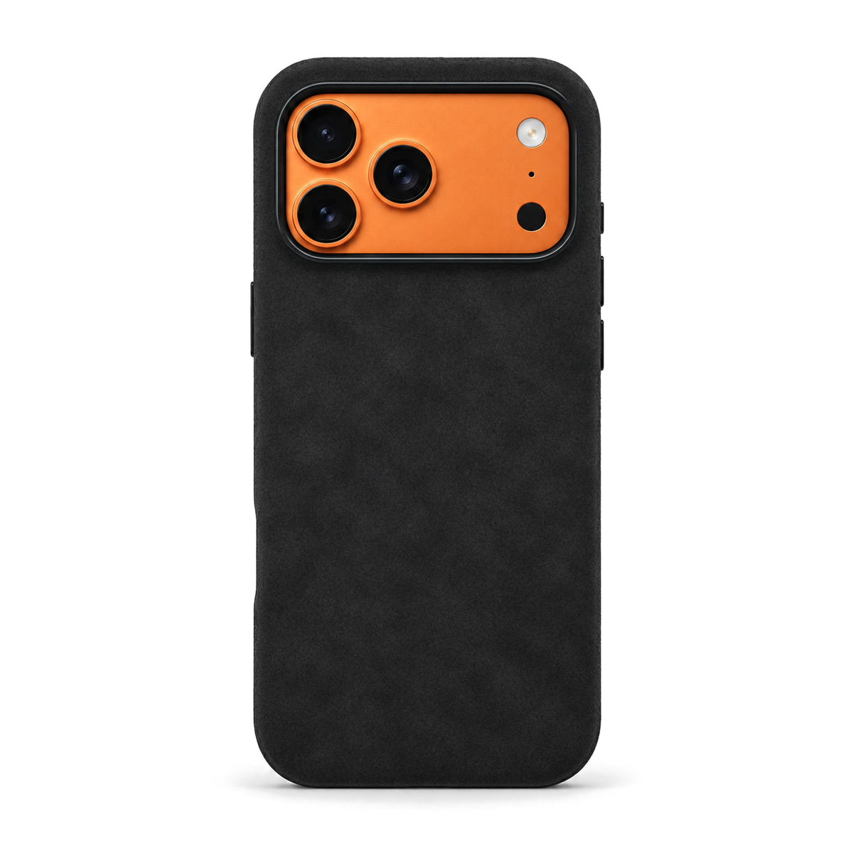 Velluto Case in Black on a Cosmic Orange iPhone 17 Pro