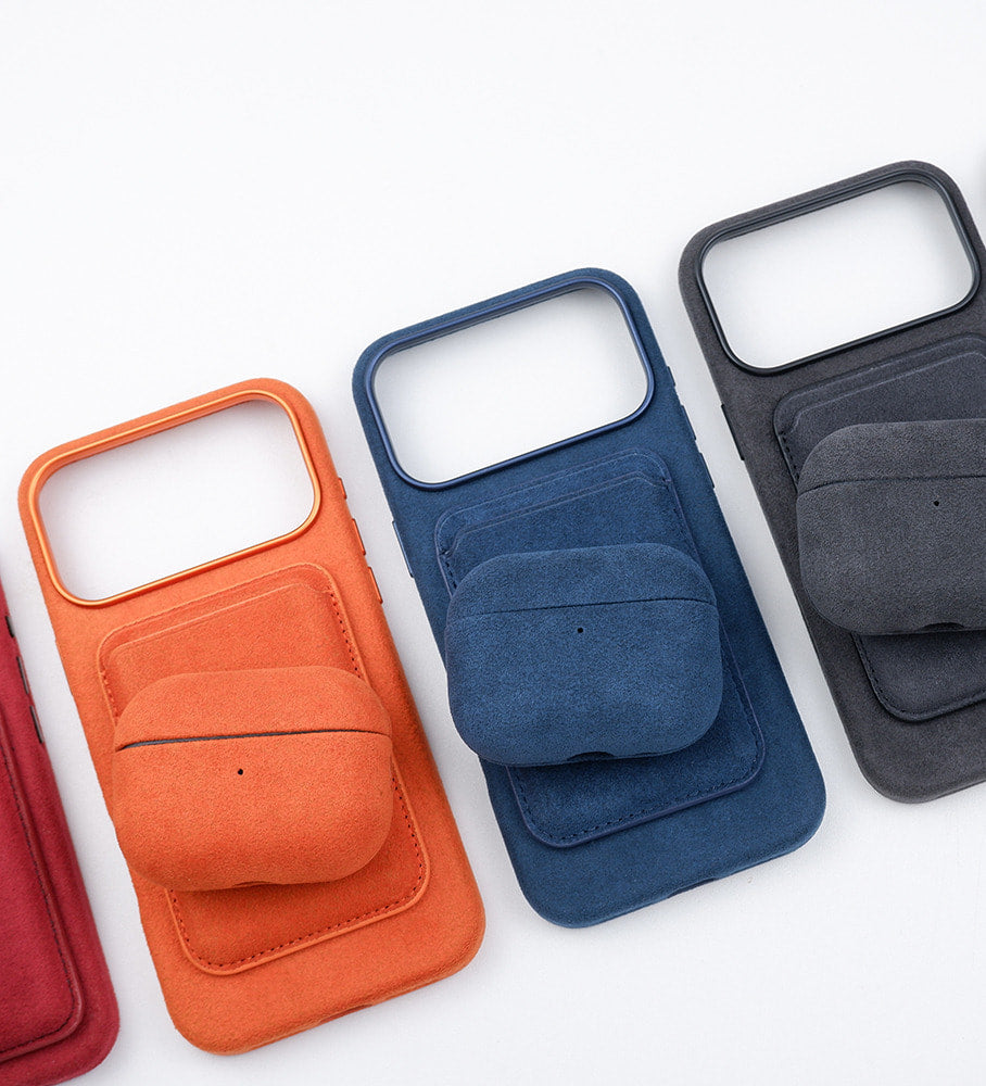 Velluto Cases with matching wallets and AirPods cases in four colours